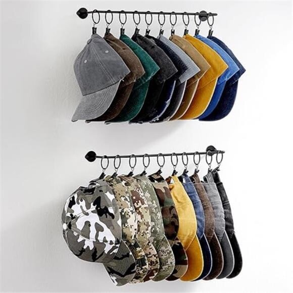 Hat Rack for Baseball Cap Hat Storage with 20 Hooks - Modern Metal Hat - Picture 7 of 14